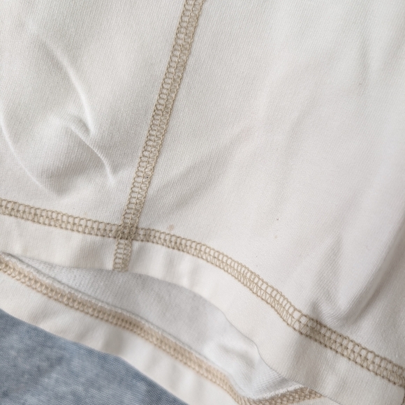 Athleta cream French terry shorts w/contrast stitching floral detail - Picture 3 of 3